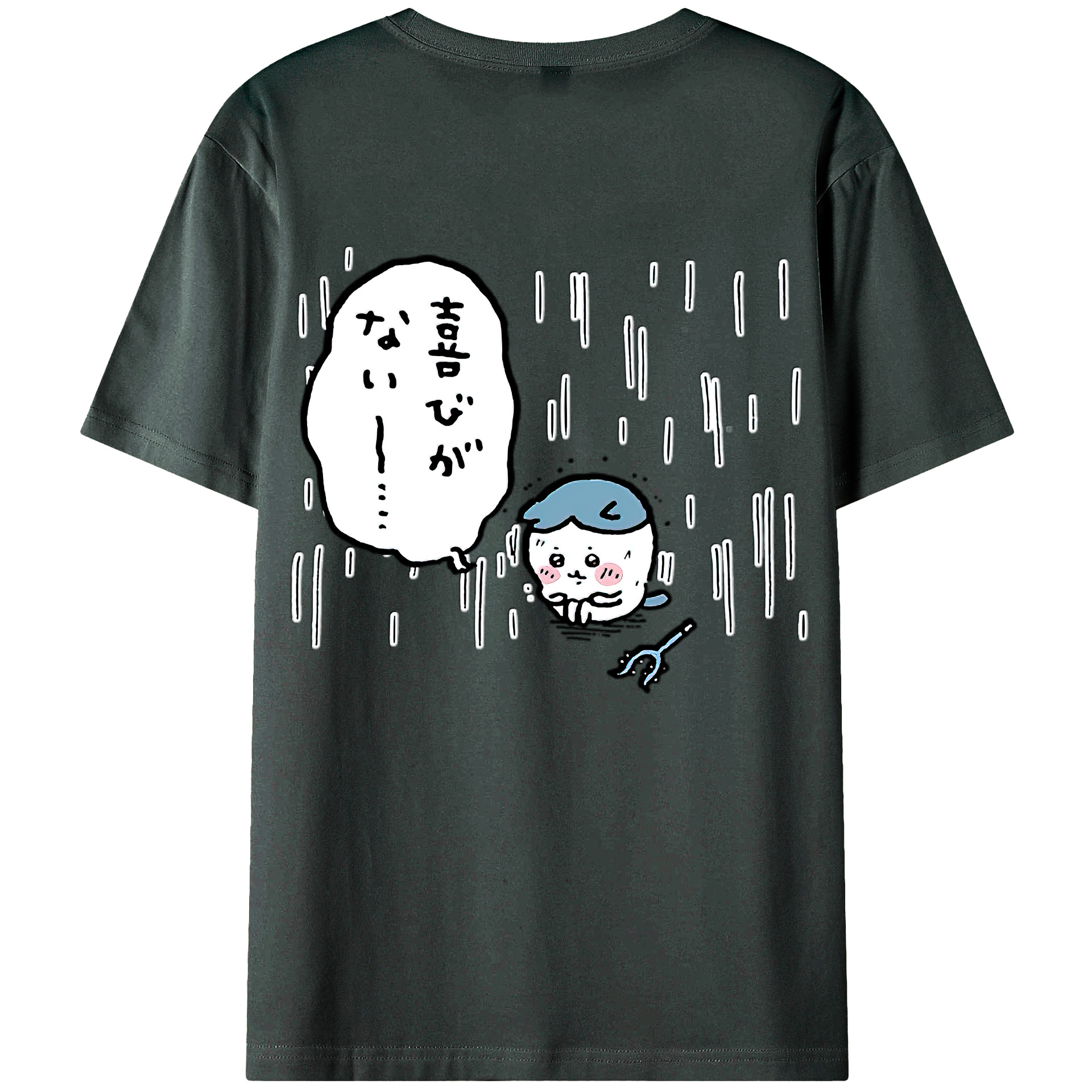 （画像用） ちいかわ ハチワレ Chii-kawa hachiware 綿100％ メンズ半袖Tシャツ（バックプリント） 通気性